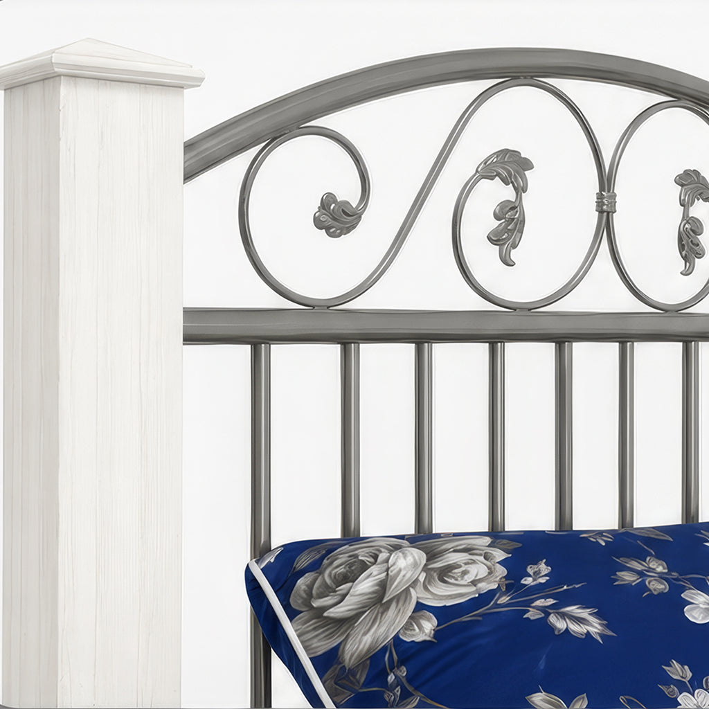 Deluxe Series Single Bed — Solid Wood Pillars with Premium Iron Frame