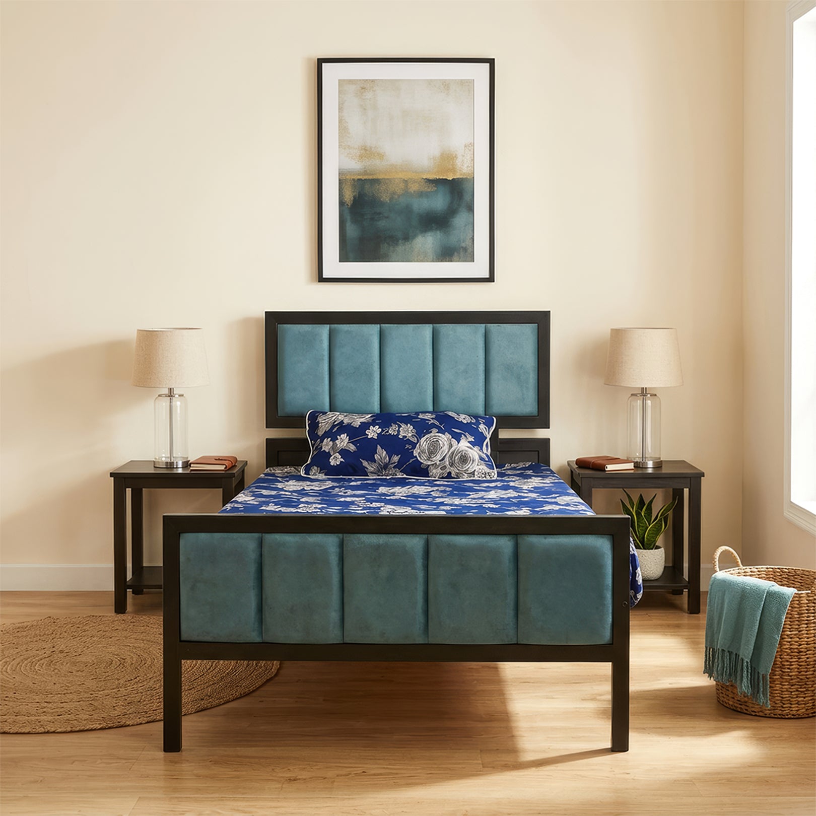 Velura Series Bed — Velvet Cushioned, Custom Colours, Powder Coated