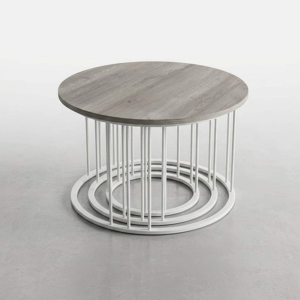 Center Table Set of 3— Round Elegant Design, Iron Frame