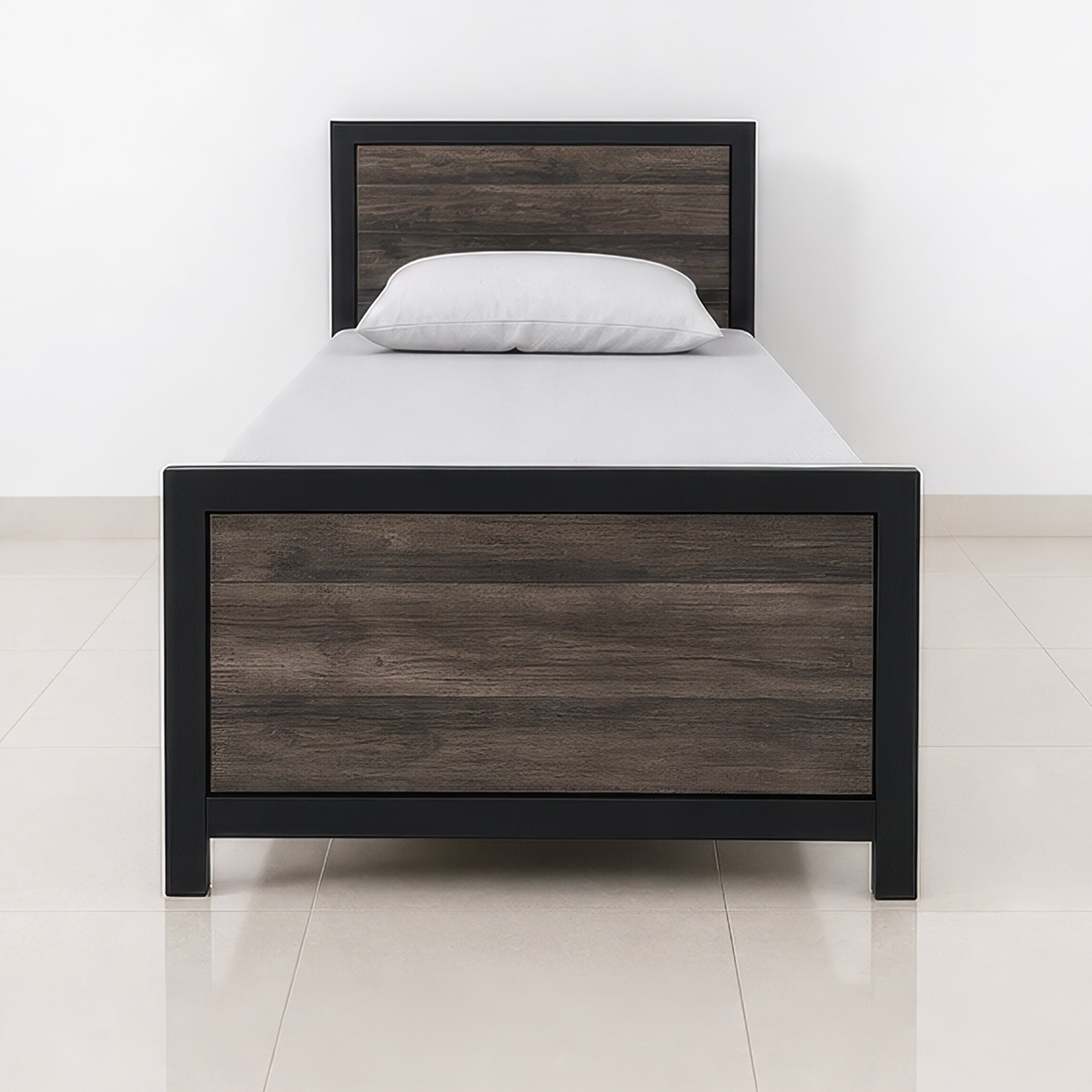 Modern Series Single Bed — Iron Frame, Powder Coated, Complete Package
