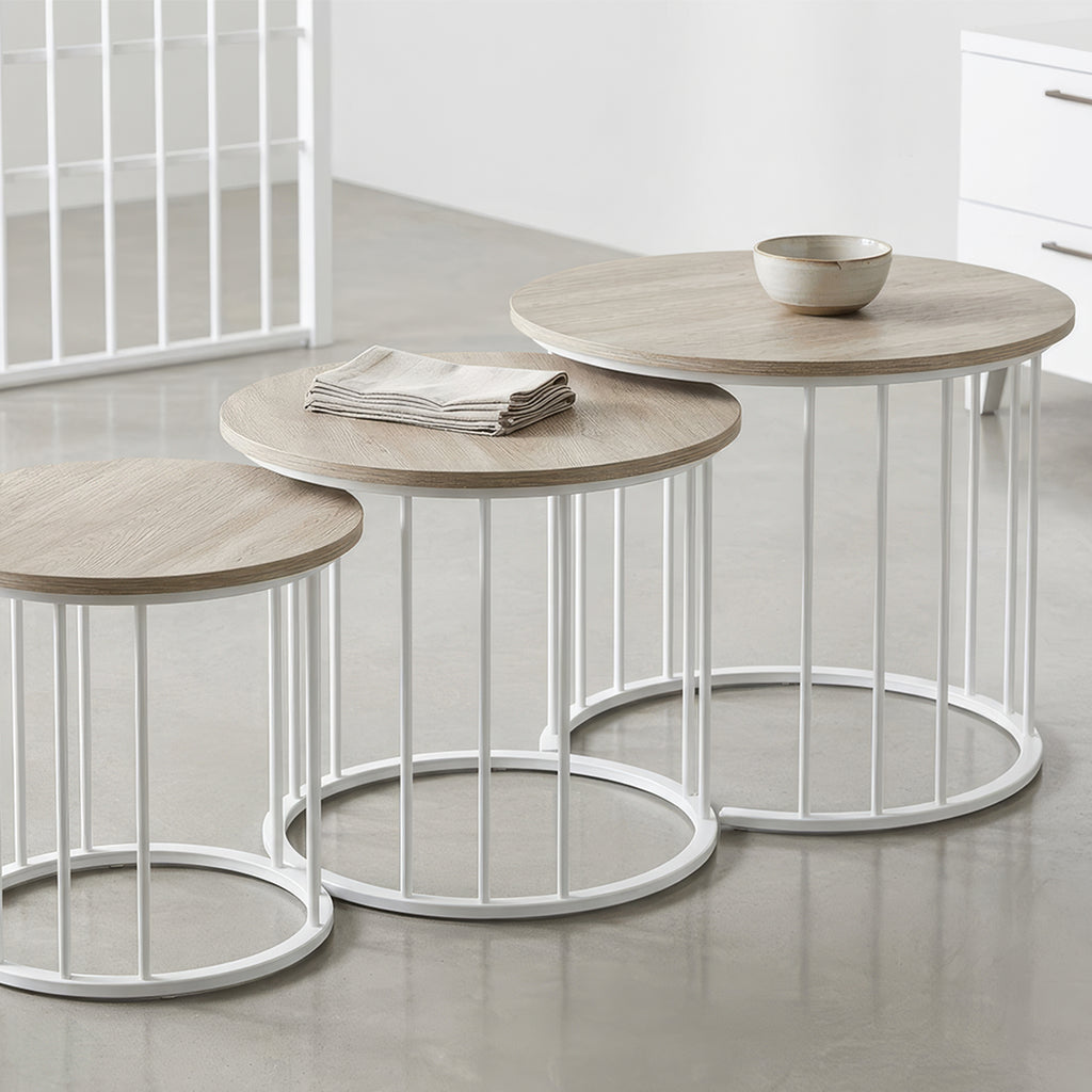 Center Table Set of 3— Round Elegant Design, Iron Frame