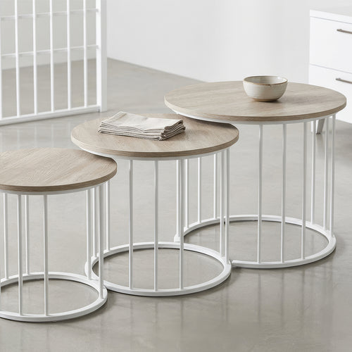 Center Table Set of 3— Round Elegant Design, Iron Frame