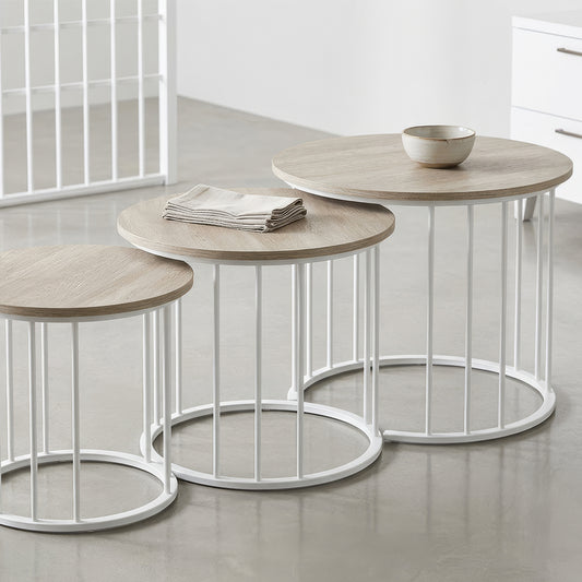 Center Table Set of 3— Round Elegant Design, Iron Frame