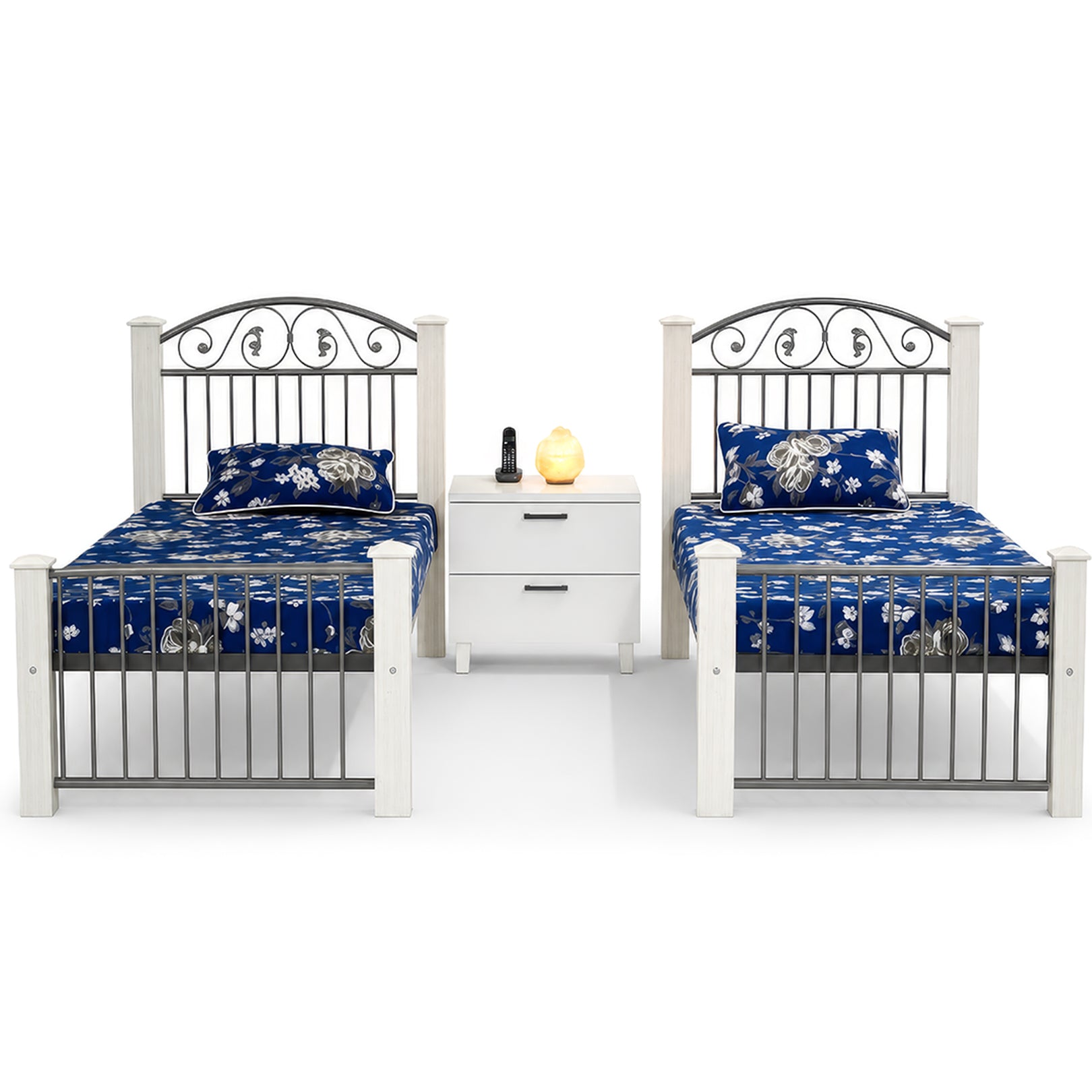 Deluxe Bed Series — Complete Set with Side Table, Solid Wood Pillars & Full Bedding