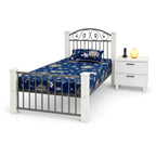 Deluxe Series Single Bed — Solid Wood Pillars with Premium Iron Frame